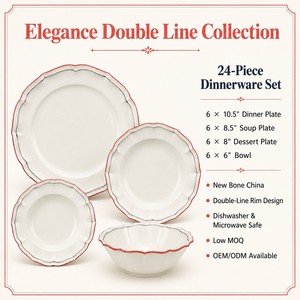 Service de table 24 pièces en porcelaine fine, luxe, céramique, <span class=keywords><strong>assiettes</strong></span> modernes européennes nordiques pour cuisine, maison, hôtel, mariage - Product Image 5