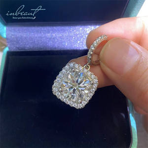 Argent 925 Original Total 10 Carat Brilliant Cut Diamond <span class=keywords><strong>Test</strong></span> Past D Color Moissanite Square Drop Earrings Fine Jewelry - Product Image 3