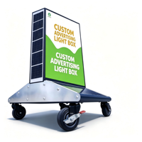 Boîtes lumineuses publicitaires mobiles à énergie solaire, panneaux lumineux LED portables pour extérieur