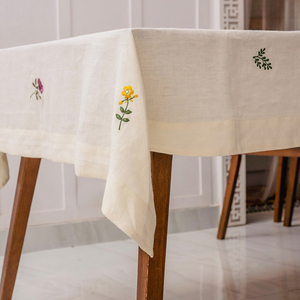 Mantel personalizado con logotipo bordado y patrón floral al por mayor, mantel de <span class=keywords><strong>tela</strong></span> de lino puro 100 <span class=keywords><strong>para</strong></span> la cena - Product Image 3