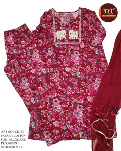 Costume ethnique en coton écologique pour femme, avec broderies de créateur et bas assorti, élégant, disponible au prix de gros - Product Image 2
