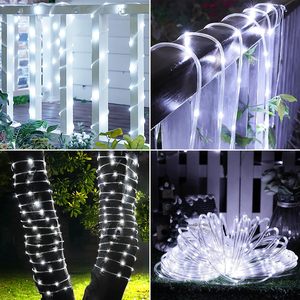 Guirlandes solaires Neonawall, lot de 2, 132 pieds, 8 modes, guirlandes solaires blanches pour jardin, patio, cour, chemin, mariage, fête, décoration - Product Image 5