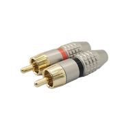 Conector RCA Macho Chapado en Oro al por Mayor, sin Soldadura, Codificado por Colores Rojo y Negro, para Amplificador de Cine en Casa, Altavoz, Cable de Audio DIY