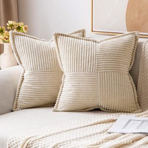 Cojín de almohada para el hogar con cierre de cremallera Antiestático de poliéster 100% de <span class=keywords><strong>pana</strong></span> tejida cuadrada de Color sólido nuevo transfronterizo - Product Image 1