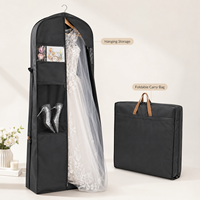 Housse de transport pliable personnalisée pour robe de mariée, sac de rangement non tissé pour costume avec fenêtre transparente et poche à chaussures