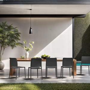 SCUQI moderno <span class=keywords><strong>antracite</strong></span> impilabile Patio sala da pranzo sedia interna/esterna piscina <span class=keywords><strong>cucina</strong></span> ristorante Set 2 luce casa uso Hotel - Product Image 2