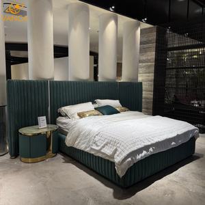 Juego de cama abombada popular al por mayor, muebles de dormitorio de diseño, cama de cuero de tela verde, gran oferta, marco de cama King moderno para hotel para el hogar - Product Image 2