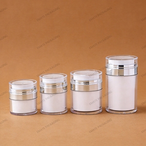 IN STOCK Low MOQ 15ml 30ml 50ml 100ml Luxury Fancy Silver Gold Cosmetic Skincare Acrylic <strong>Airless</strong> <strong>Pump</strong> Cream <strong>Jar</strong> 30ml 50ml - Product Image 4