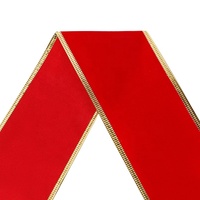 Rubans à bord filaire en tissu velours, 2.5 pouces, vente en gros, 9 mètres/lot, rouge, noël, vente en gros