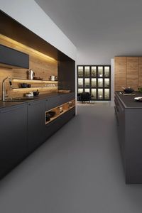 MDF <strong>Grey</strong> Lacquer Kitchen <strong>Cabinets</strong> With 304 Stainless Steel Pull Out Custom Kitchen Cabinetry - Product Image 3