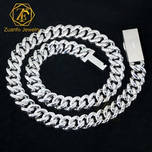 Hiphop Baget Mozanit Küba Zinciri Test Cihazından Geçiyor D VVS1 Mozanit Elmas Kaplama 925 Ayar Gümüş Küba Bağlantılı Zincir İsim Logolu - Product Image 2