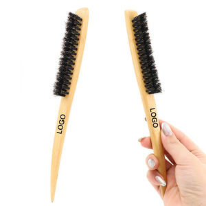 Nuevo diseño de peluquería de línea delgada estilo de vuelta de Peine de cepillos para el cabello con 100% 2 diferentes longitudes de cerdas de jabalí - Product Image 1