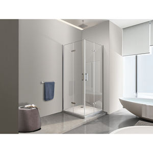 Boîte de douche d'angle pliante transparente anti-calcaire chromée H 190 avec fermeture de livre 70 (67.5) X 70 (67.5) Dimensions - Product Image 1