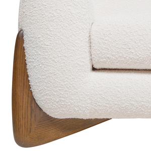 Canapé d'angle convertible capitonné carré en bouclette blanc ivoire pour appartement - Product Image 2