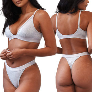 Set Personalizzato di Boxer in <span class=keywords><strong>Cotone</strong></span> e Bambù e Reggiseno Sportivo da Donna, Set Sexy con Reggiseno Sportivo e Perizoma, Morbido Reggiseno a Triangolo Scollato - Product Image 1