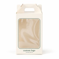 Boîtes cadeaux personnalisées avec fenêtre transparente, poignée en papier intégrée, papier couché, emballage rectangulaire pour fleurs, cadeaux en peluche