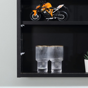 Vitrina de Pared Negra al por Mayor con Puerta Corredera de Acrílico, a Prueba de Polvo, Ecológica, con Luz LED, para Minifiguras y Cajas Sorpresa - Product Image 6