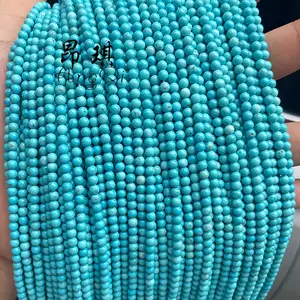 Wholesale Natural Turquoise 2mm 3mm Round Small Gemstone Loose Blue Turquoise Beads For Jewelry Making