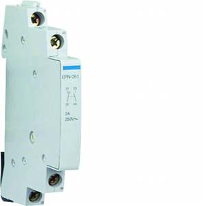 EPN051 Personalizzabile con contatto ausiliario Hager 1 NO + 1 NC per relè a impulsi 2 A 250 V AC, modulo 1 DIN - Product Image 1
