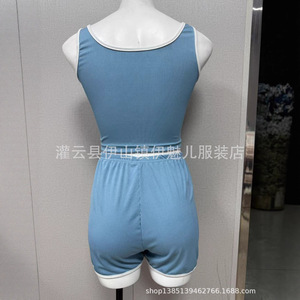 Pyjamas d'été pour femmes de petite taille : Ensemble deux pièces adorable avec débardeur et short - Vêtements décontractés pour la maison - Product Image 4