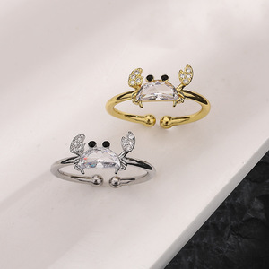 Anelli con Piccoli Granchi in Strass Luccicanti per Donne e Ragazze, Gioielli Unici e Carini a Forma di Animali Marini - Product Image 3