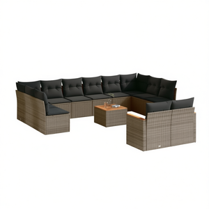 Set Divano da Giardino Grigio con Cuscini, Resistente ai Raggi UV, in Rattan PE, Arredamento da Esterno dal Design Contemporaneo, Impermeabile - Product Image 1
