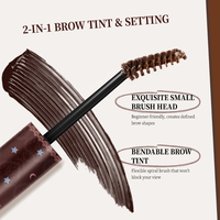 Crayon et Teinture Sourcils 2-en-1 Marque Blanche, Imperméable 24H, Résistant à la Transpiration, Maquillage Sourcils Naturel 3D Longue Durée