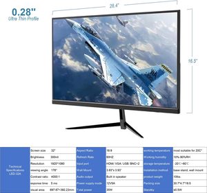 Monitor di Sicurezza CCTV HD Reale da 32 Pollici FHD 1080P, Schermo LED Sottile, Frequenza di Aggiornamento 60Hz, Compatibile con VGA BNC Audio, Nero da Scrivania - Product Image 5