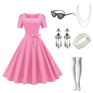 Vestido de Fiesta Retro de los Años 50 y 60 con Estampado de Lunares Azules para Mujer, Estilo Vintage, Swing, Pin Up, Rockabilly - Product Image 2