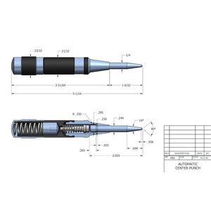 Premium Lightweight Knurled 5-1/4&quot; Automatic Center Punch <strong>11/16</strong>&quot; Diameter Adjustable Stroke Steel <strong>Chisel</strong> &amp; Punches - Product Image 2