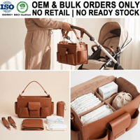 Sac à langer élégant en cuir végétalien compact multi-poches pour poussette, idéal pour les parents modernes
