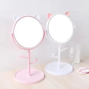 热卖椭圆形塑料花式框架化妆桌面镜子与案例