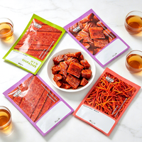 Sachet d'emballage stand-up imprimé multicolore en gros pour Latiao, violet, vert, rouge, en plastique de qualité alimentaire pour snacks épicés