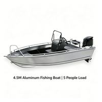 Nouveau bateau de pêche à console centrale en aluminium de 4,5 m (15 pi) pour 5 personnes, coque en V, moteur hors-bord max. 50 CV pour la pêche en haute mer