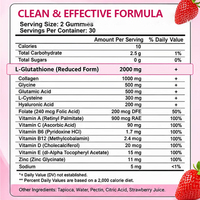 Gummies de glutathion et collagène en gros OEM/ODM 2100mg 60 unités saveur fraise pour le soutien antioxydant et la nutrition de la peau