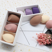Éponge de maquillage super douce en forme d'œuf, éponge en forme de gourde, éponge diagonale en forme de goutte d'eau, ensemble lavable, coffret cadeau anglais pur