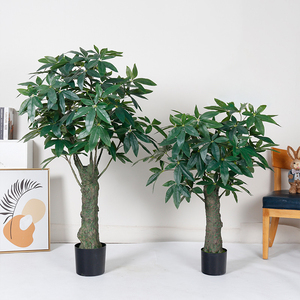 Plante artificielle en plastique Pachira Aquatica en pot, pour décoration extérieure, intérieure, bureau, jardin, maison, faux arbres, plantes artificielles - Product Image 1