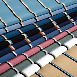 色织弹力针织面料库存制造商92% 尼龙8% 氨纶条纹面料男装最佳质量