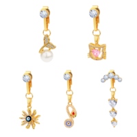 Anneaux de nombril en acier inoxydable Freya avec zircon pour femmes, faux piercing de nombril fin pour mariage, bijoux de corps en forme de chat, anneau de nombril