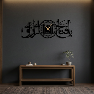 Reloj de pared islámico de metal con caligrafía árabe y diseño de mezquita para decoración de sala de estar - Product Image 3