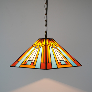Lampada a Sospensione Tiffany, Illuminazione Pendente Antica in Vetro Colorato per Isola Cucina, Sala da Pranzo, Studio - Product Image 5