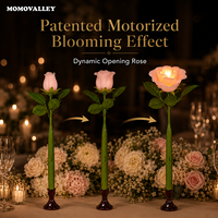 Rose motorisée 3D qui s'ouvre pour une demande en mariage romantique, lampe LED interactive portative en forme de fleur pour la planification d'événements, cadeau et décoration