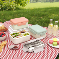 Lot de boîtes à lunch en plastique PP personnalisées en gros, vaisselle portable pour le camping, compatible micro-ondes, certifiées FCM, type bento
