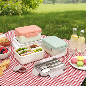 Juego de Loncheras de Plástico PP Personalizadas al por Mayor, Vajilla Portátil <span class=keywords><strong>para</strong></span> Camping, Apta <span class=keywords><strong>para</strong></span> Microondas, Certificada por FCM, Bento Box - Product Image 1