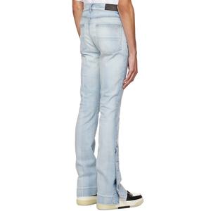 Jean évasé bleu clair personnalisé pour homme, coupe bootcut extensible avec fente ouverte à la cheville - Product Image 4