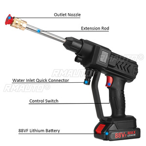 เครื่องฉีดน้ำแรงดันสูงไร้สาย 88V 1500W รุ่นใหม่ ปืนฉีดน้ำล้างรถแบบชาร์จไฟได้ ปืนฉีดน้ำไฟฟ้า เครื่องทำโฟม สำหรับแบตเตอรี่ Makita 18V - Product Image 4