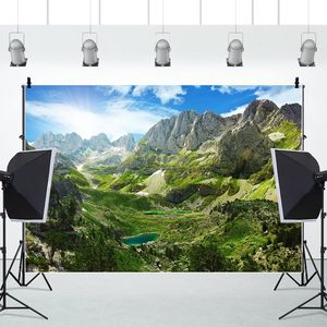 12x8ft กลิ้งภูเขาพื้นหลังสำหรับถ่ายภาพทะเลสาบสีเขียวอมฟ้าพร้อมท้องฟ้าสีขาวเมฆฉากหลังสำหรับถ่ายภาพ - Product Image 3