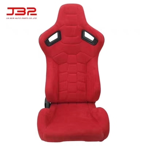 Sedile da corsa JBR1074 rosso con rivestimento in lattice e scorrevole singolo in pelle scamosciata per auto sportive - Product Image 1