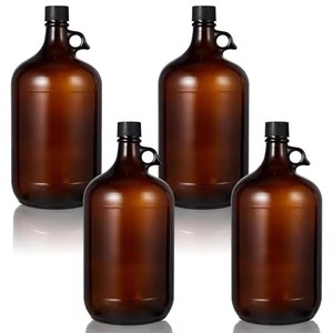 Ensemble de bouteilles en verre brun ambré avec bouchons à vis, capacités 1L/2L/2,5L/4L, pour bière, <span class=keywords><strong>tequila</strong></span>, brandy, boissons artisanales - Product Image 2