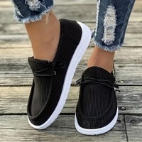 Mocasines de pana para mujer, con logotipo personalizado, OEM, ODM, cordón ajustable, ligeros, de lona, planos, casuales, para caminar a diario